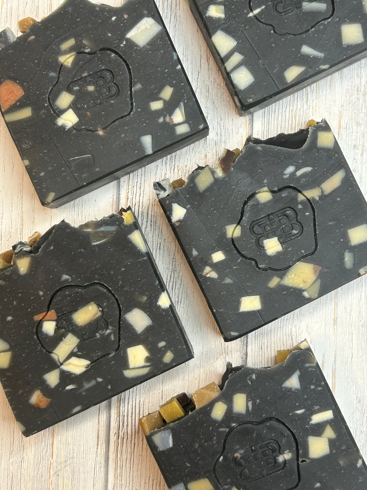 Charcoal Crumble Body Soap 5oz, Sweet & Slight Musk, Grit: Fine