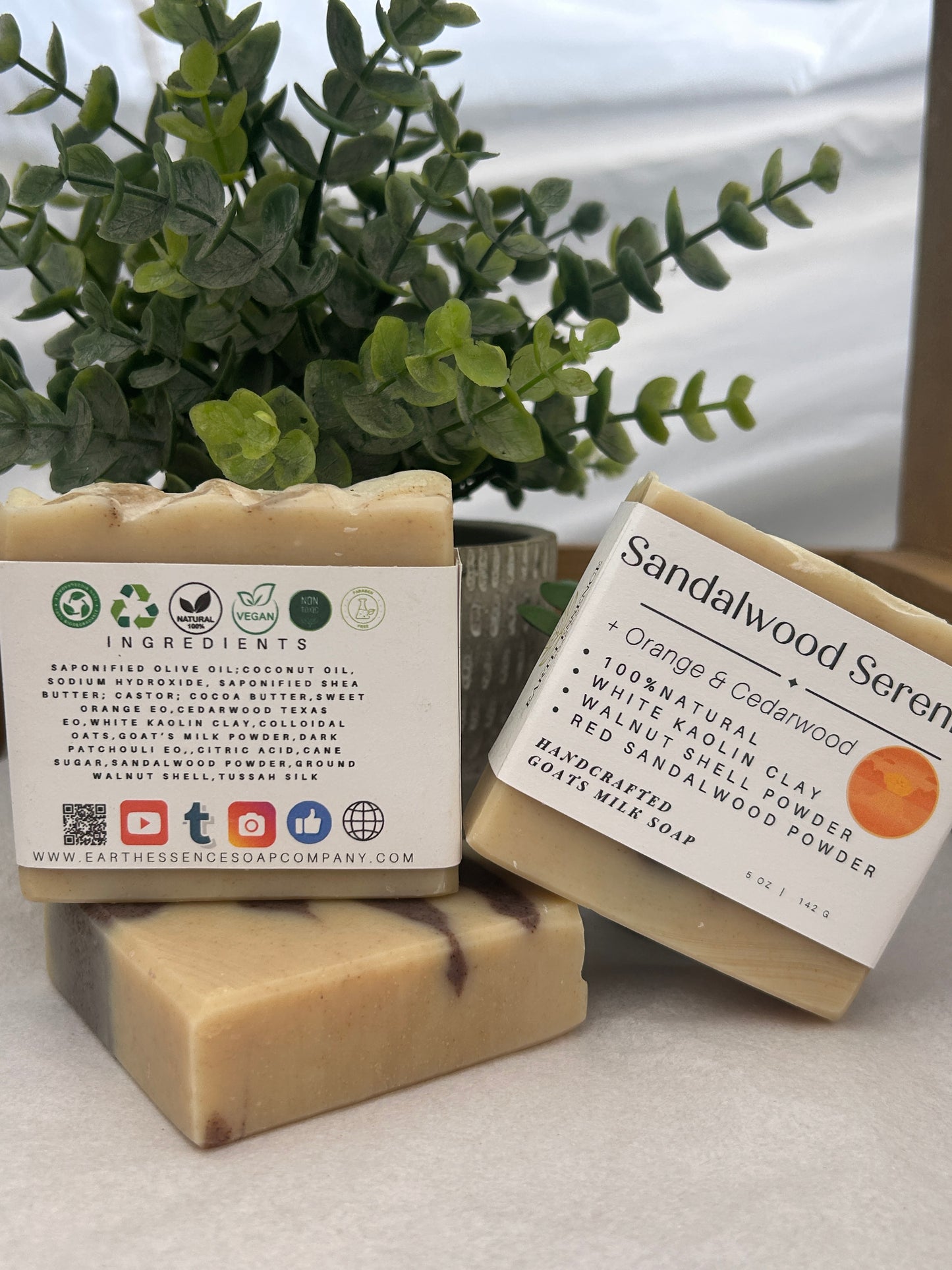 Sandalwood Serenity Goat Body Soap 5 oz, Citrus & Woody, Grit: Medium