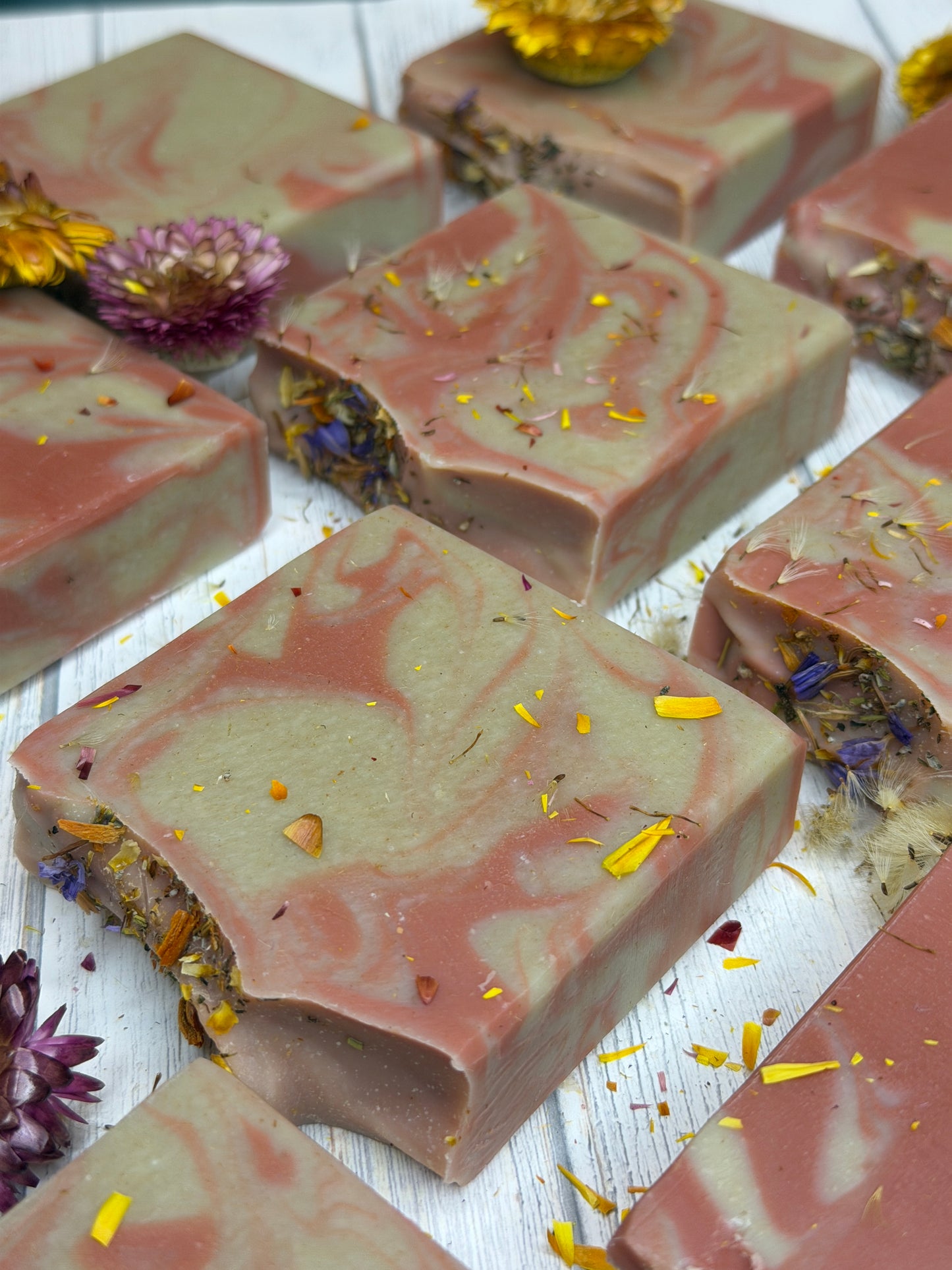 Enchanted Garden Goat Soap, Lavender & Patchoul, Earthy Floral hint musk, Grit: Fine