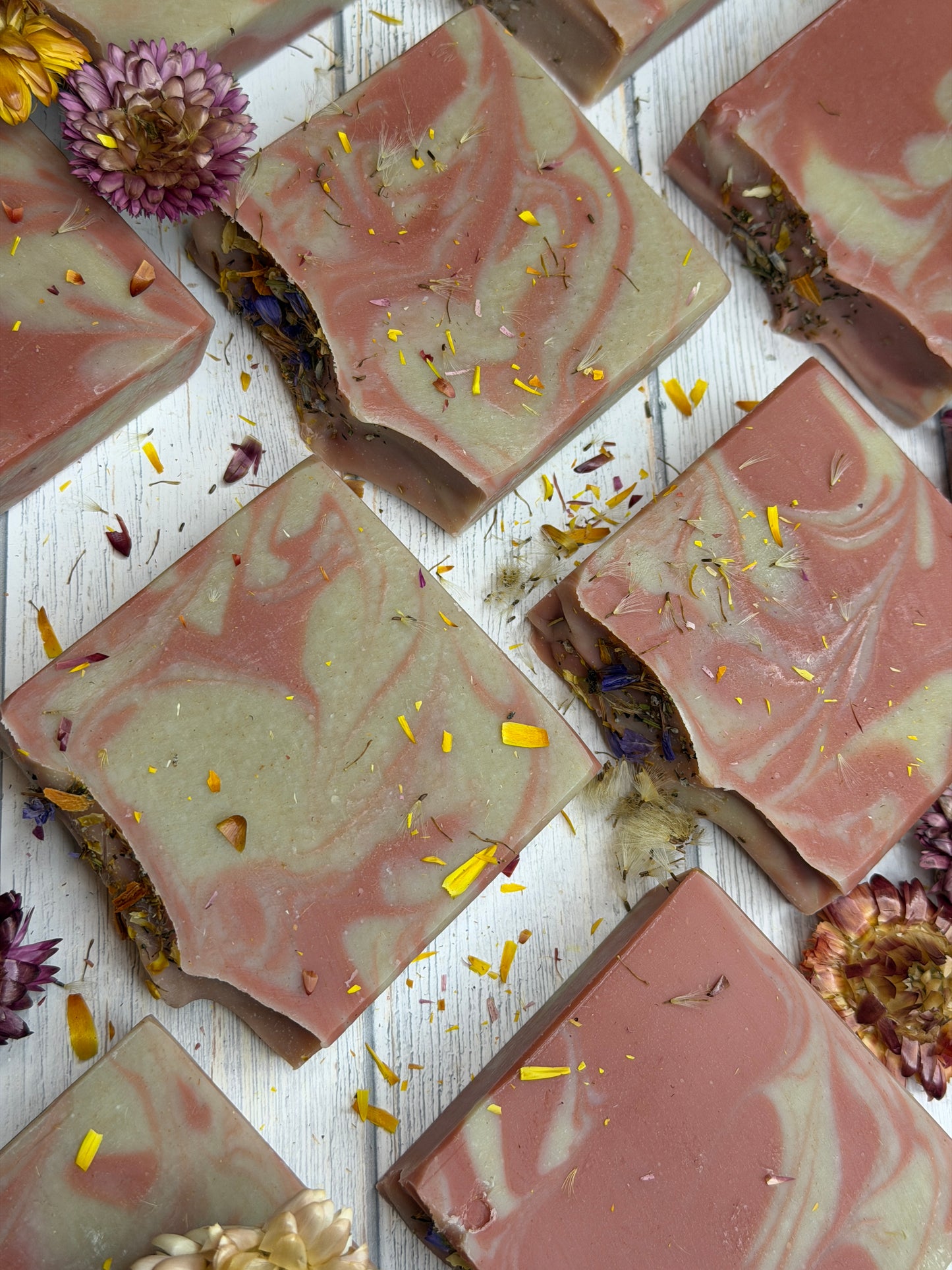 Enchanted Garden Goat Soap, Lavender & Patchoul, Earthy Floral hint musk, Grit: Fine
