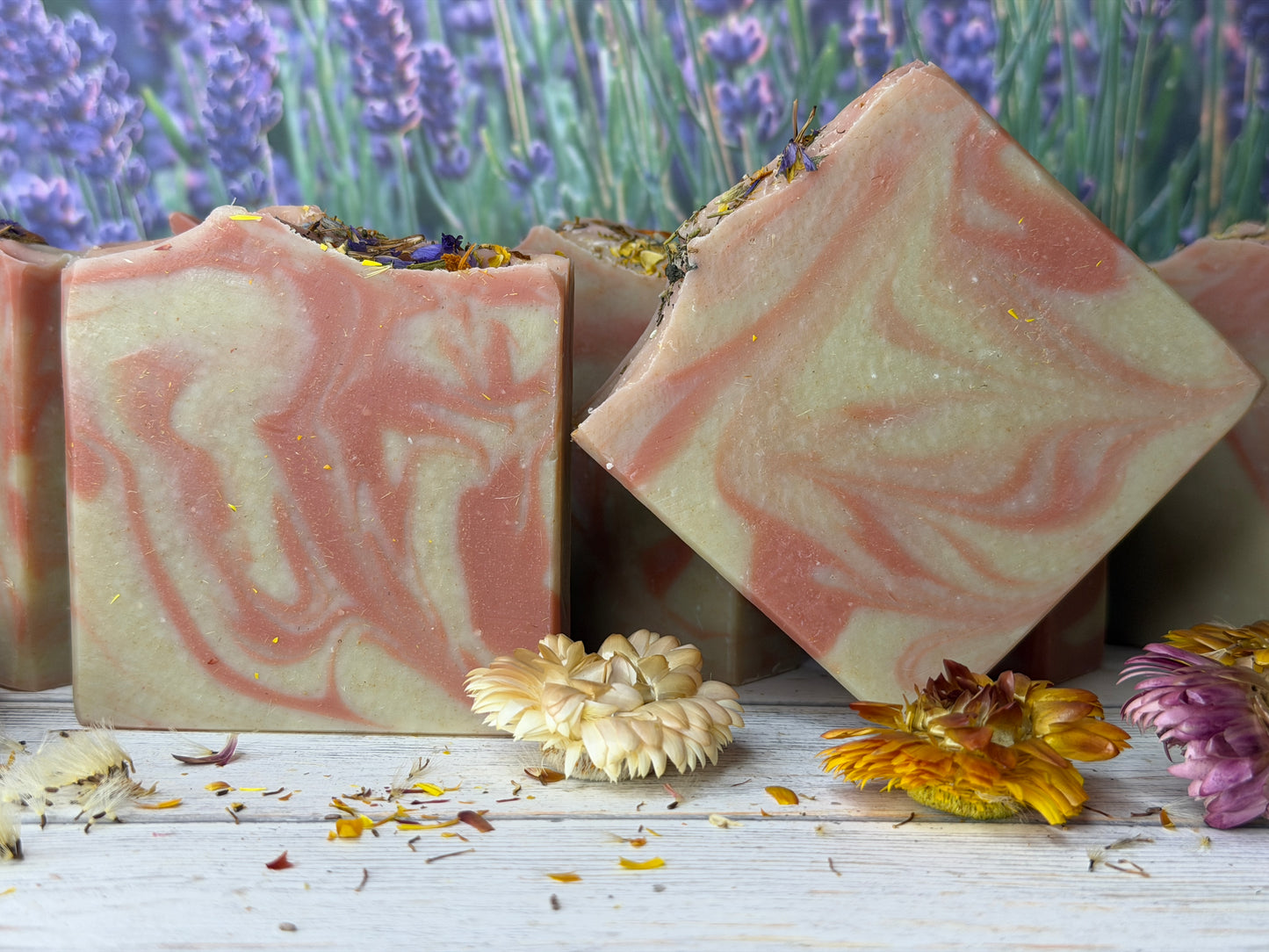 Enchanted Garden Goat Soap, Lavender & Patchoul, Earthy Floral hint musk, Grit: Fine