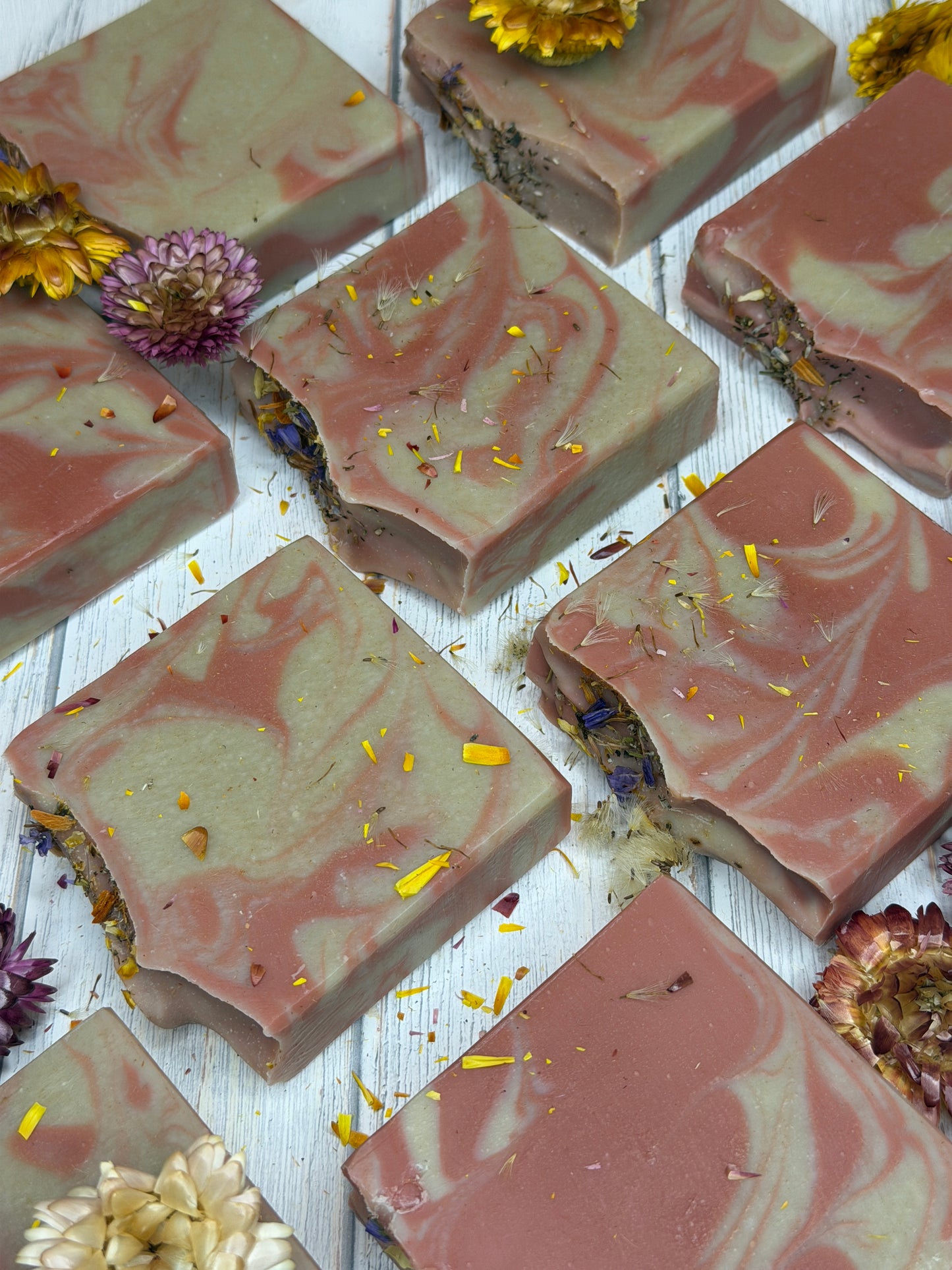 Enchanted Garden Goat Soap, Lavender & Patchoul, Earthy Floral hint musk, Grit: Fine