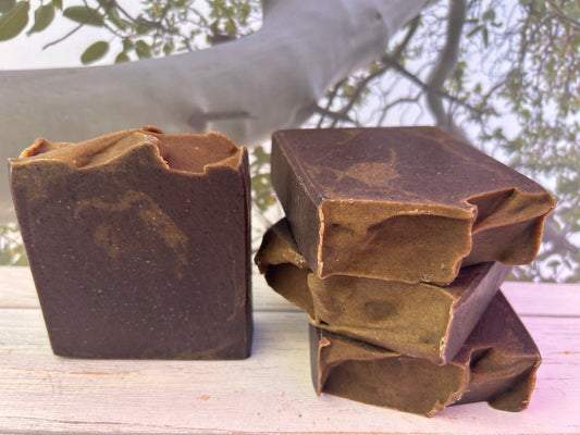 Sacred Suds Body Soap 5 oz, Earthy & Musky, Grit: Medium (Sandalwood Fragrance Oil & EO Blend)