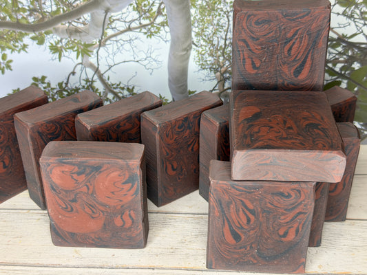 Bourbon Cypress F/O Goat Body Soap 5oz, Smoked Earth, Grit: Fine