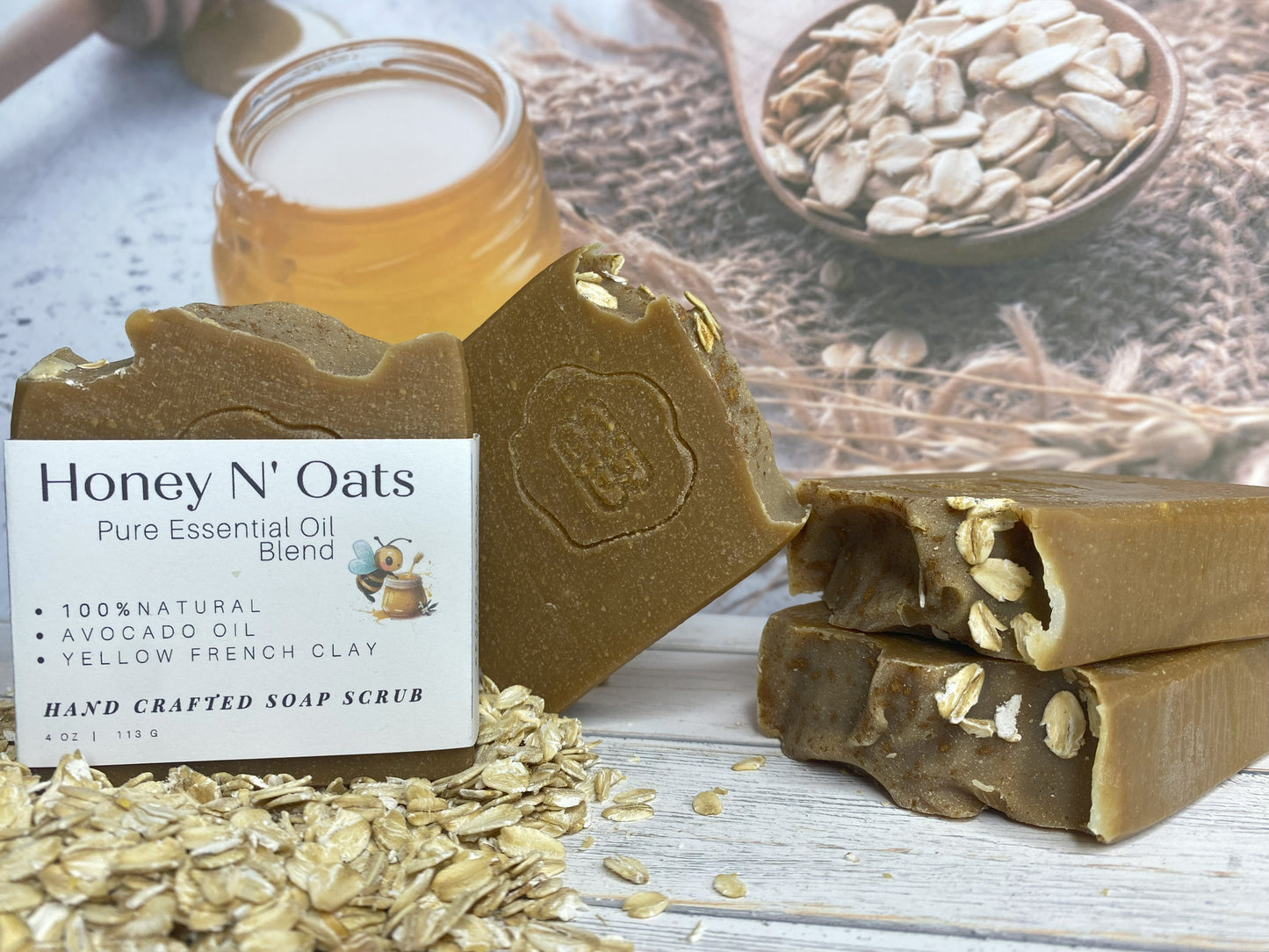 Honey N' Oats Body Soap 5oz, Sweet-Spicy-Vanilla, Grit: Fine