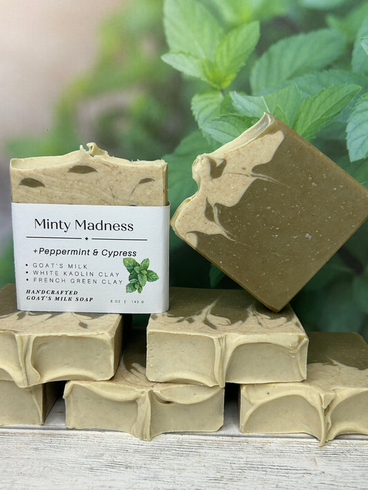 Minty Madness Goat Body Soap 5 oz, Fresh-Minty, Grit: Fine