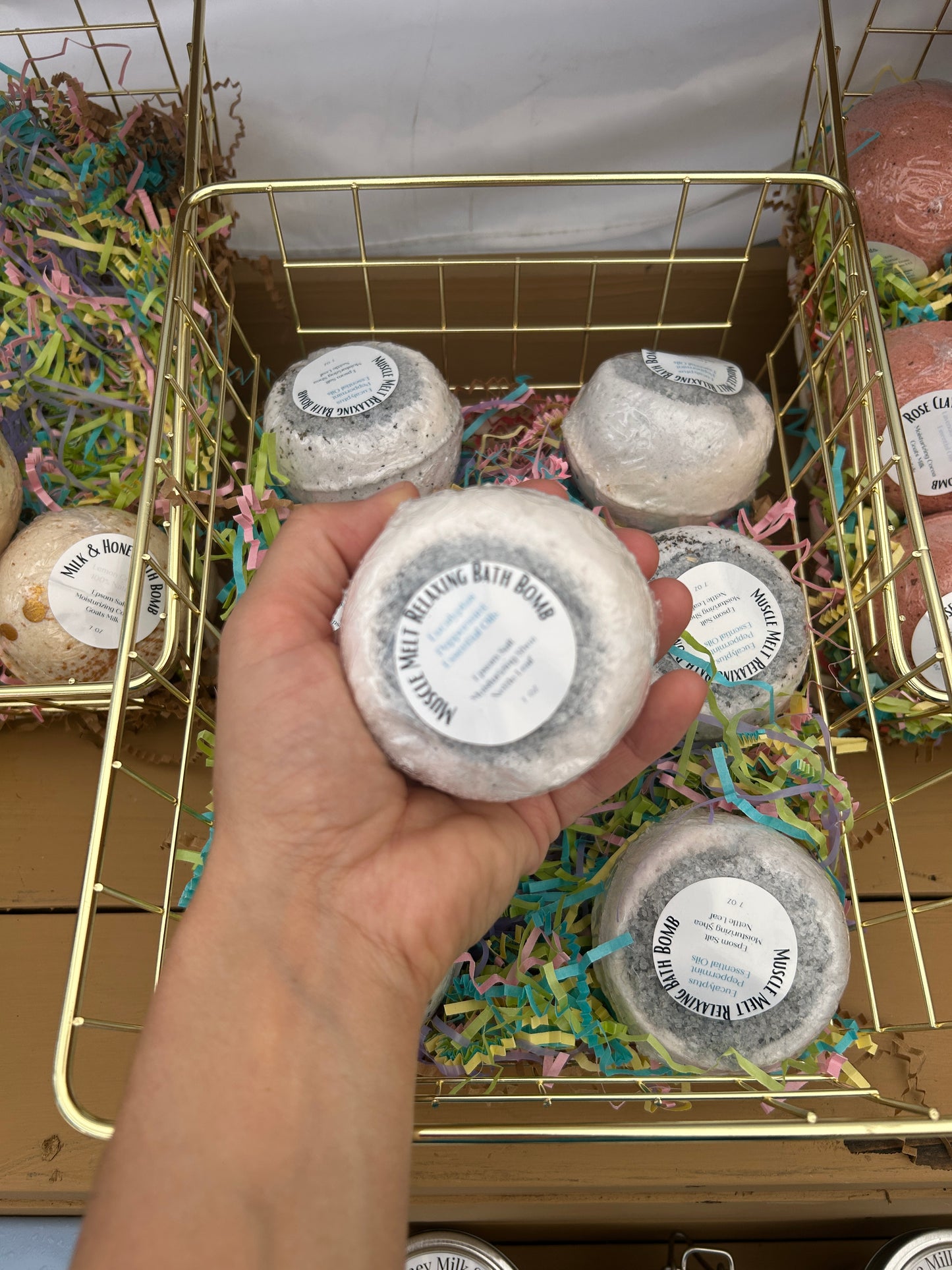 Goat's Milk , Mineral Rich Clay, Epsom Salt, Cocoa Butter Bath Bombs