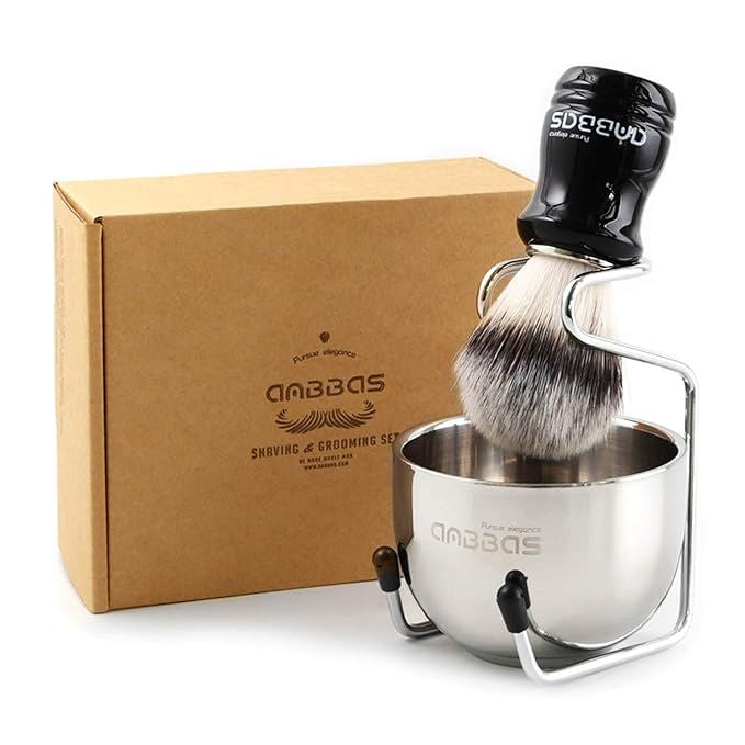 4-in-1 Shave Kit, Shave Stand, Cup & Puck, Shave Brush Set