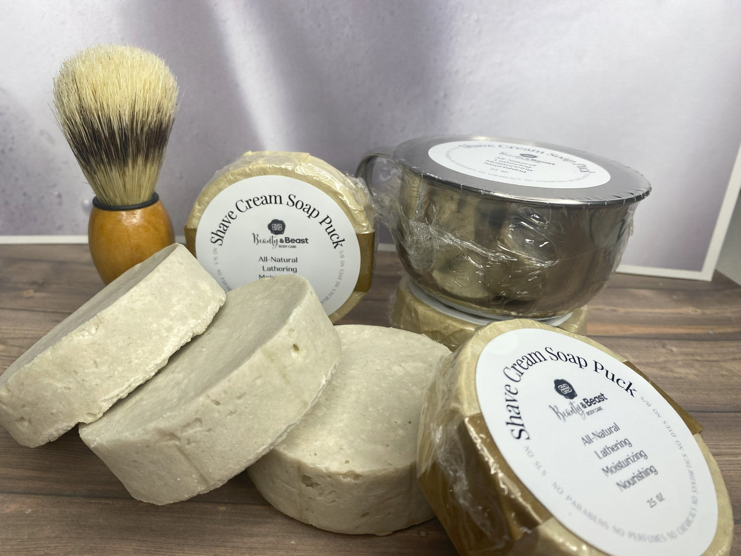 3 oz Stainless Steel Shave Cup & Shave Cream Puck. Not just for Men!