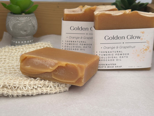 Golden Glow Goat Soap 5oz, Fresh-Clean-Uplifting, Grit: Fine