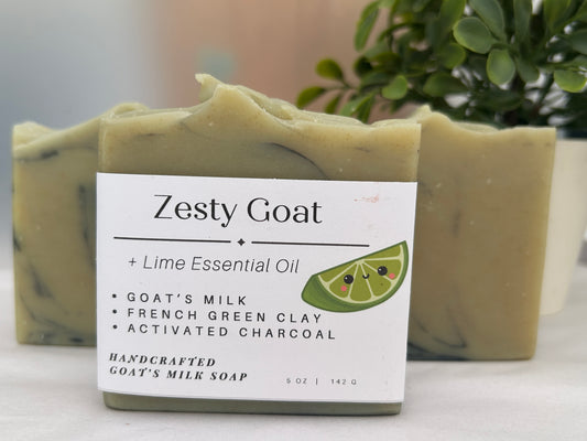 Zesty Goat Milk Soap 5oz, Fresh Lime, Grit: Fine